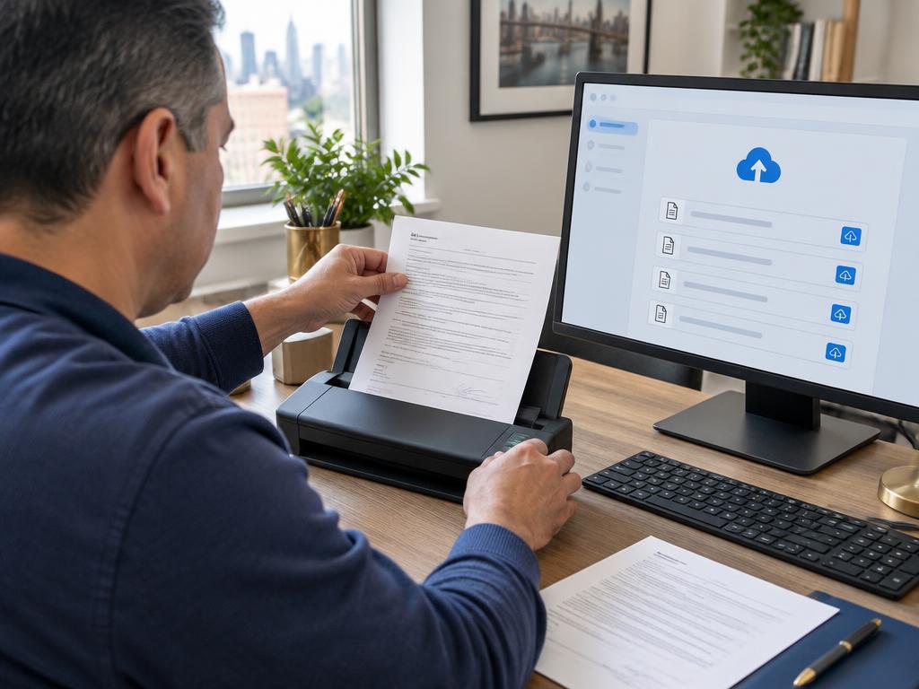 Illustration of scanning a supporting document for an online application